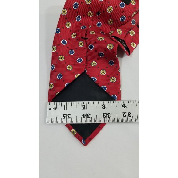 Jos. A. Bank Mens Necktie Silk Tie Red Floral Pattern 61" X 3.75" Made In Italy - Picture 7 of 8